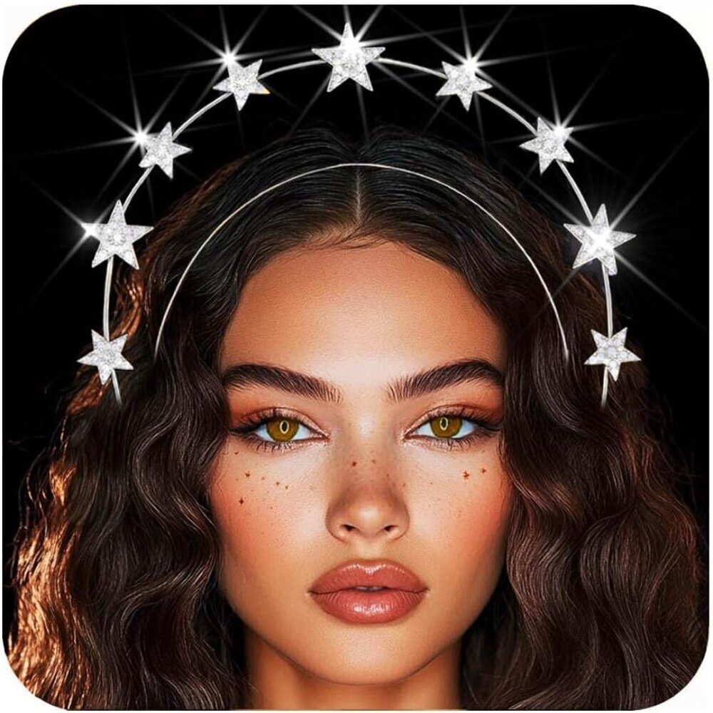 Star Halo Crown Headpiece Rhinestone Goddess Headband Wedding Festival Costume A
